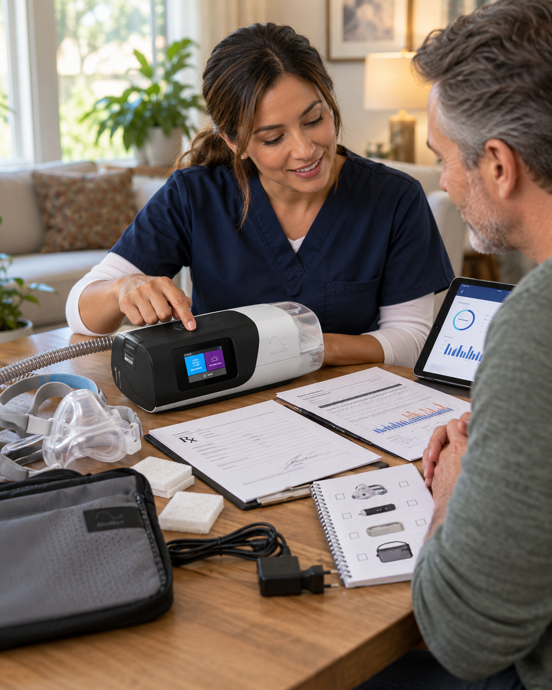 CPAP therapy equipment and sleep support