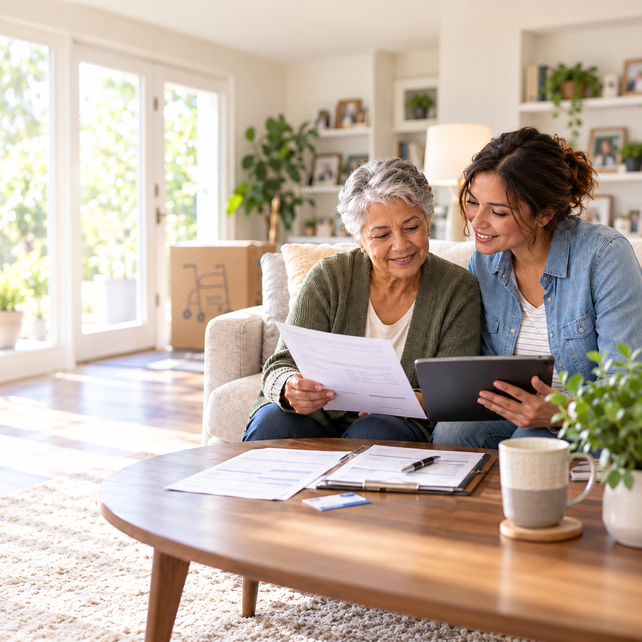 Patient reviewing health insurance information with care support